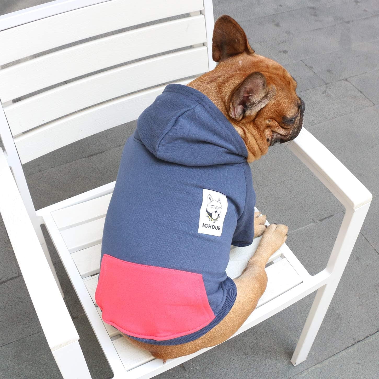 Pug Clothes Hoodies for Dogs Puppy French Bulldog Frenchie English Boston Terrier Bully Pitbull Sweatshirt Sweater Clothing Cold Weather Winter Coats - Navy/Small