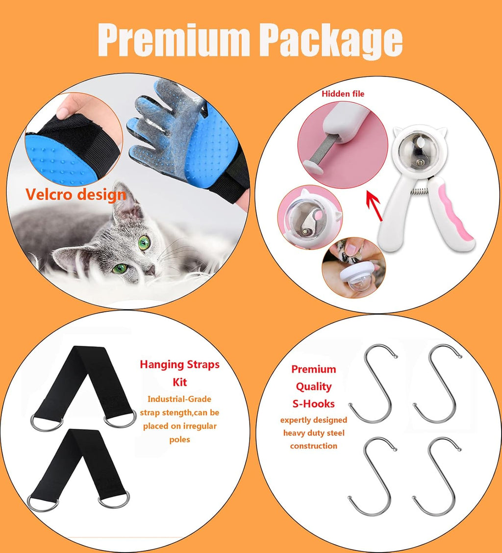 Pet Grooming Hammock with Anti-Splash Nail Clippers, Grooming Gloves,Dog Grooming Sling for Bathing Grooming and Nail Trimming-L (-Cwdc0001)