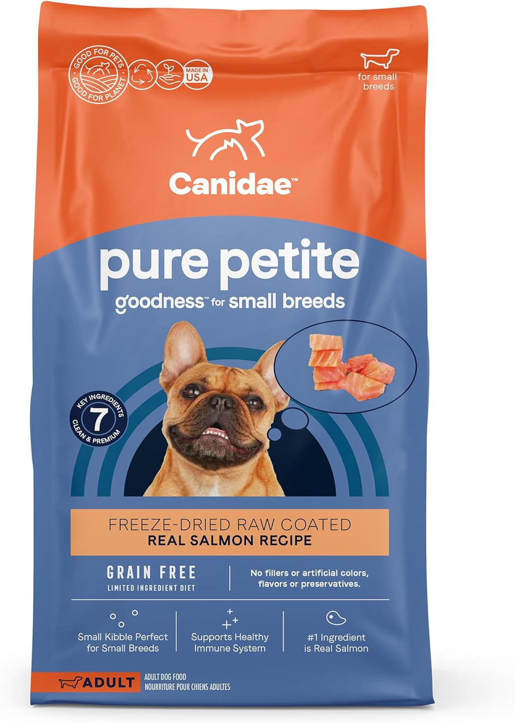 Pure Petite Premium Freeze-Dried Raw Coated Dog Food for Small Breeds, Real Salmon Recipe, 4 Lbs, Grain Free