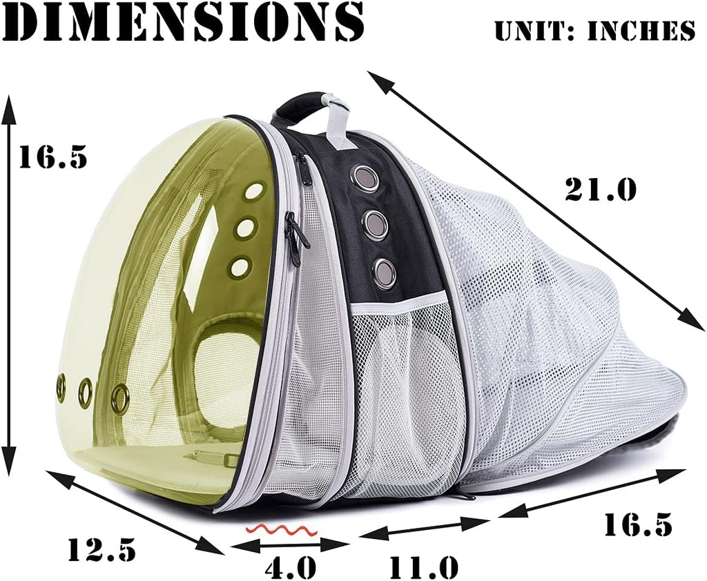 Dual Expandable Polarized Cat Backpack Carrier, Fit up to 20 Lbs, Expandable Front & Back Space Capsule Polarized Bubble Pet Carrier for Large Cat and Small Dog, Pet Carrying Hiking Traveling Backpack
