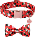 Christmas Dog Collar with Bow Tie, Christmas Collar for Puppy Girl Boy Dog or Cat, Bowtie Dogs Collars with Durable Metal Buckle, Cute Pet Collars, M
