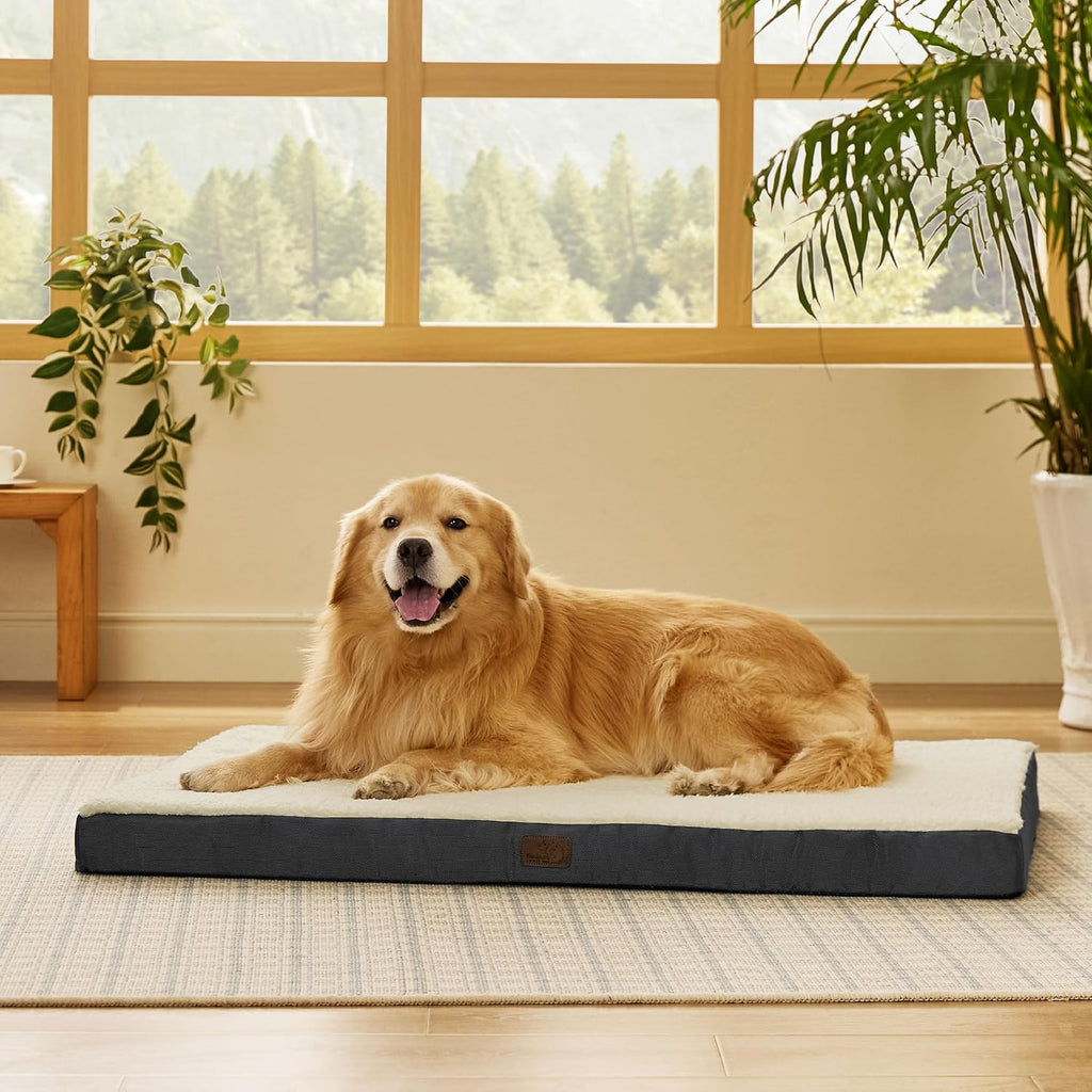 XL Dog Beds Large Sized Dog -Comfy Flat Extra Large Pet Beds with Removable Washable Cover, Orthopedic Egg Crate Foam Mat, Suitable for Pet up to 100 Lbs